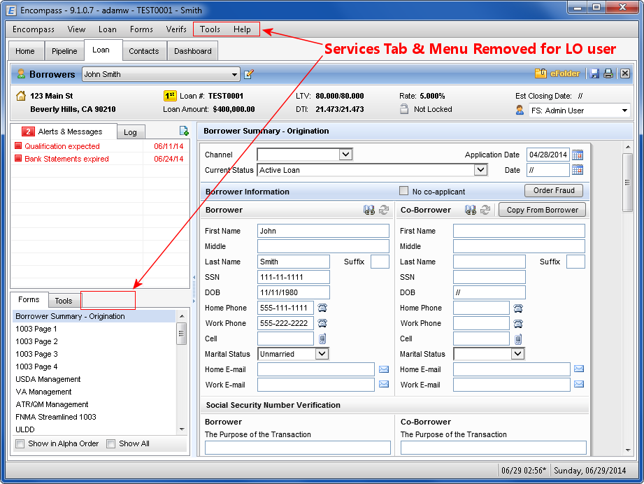 EncompDEV Products Remove Services Tab And Menu